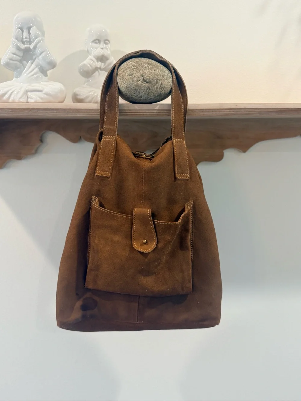Free People Convertible Distressed Suede Tote Crossbody Backpack Brown